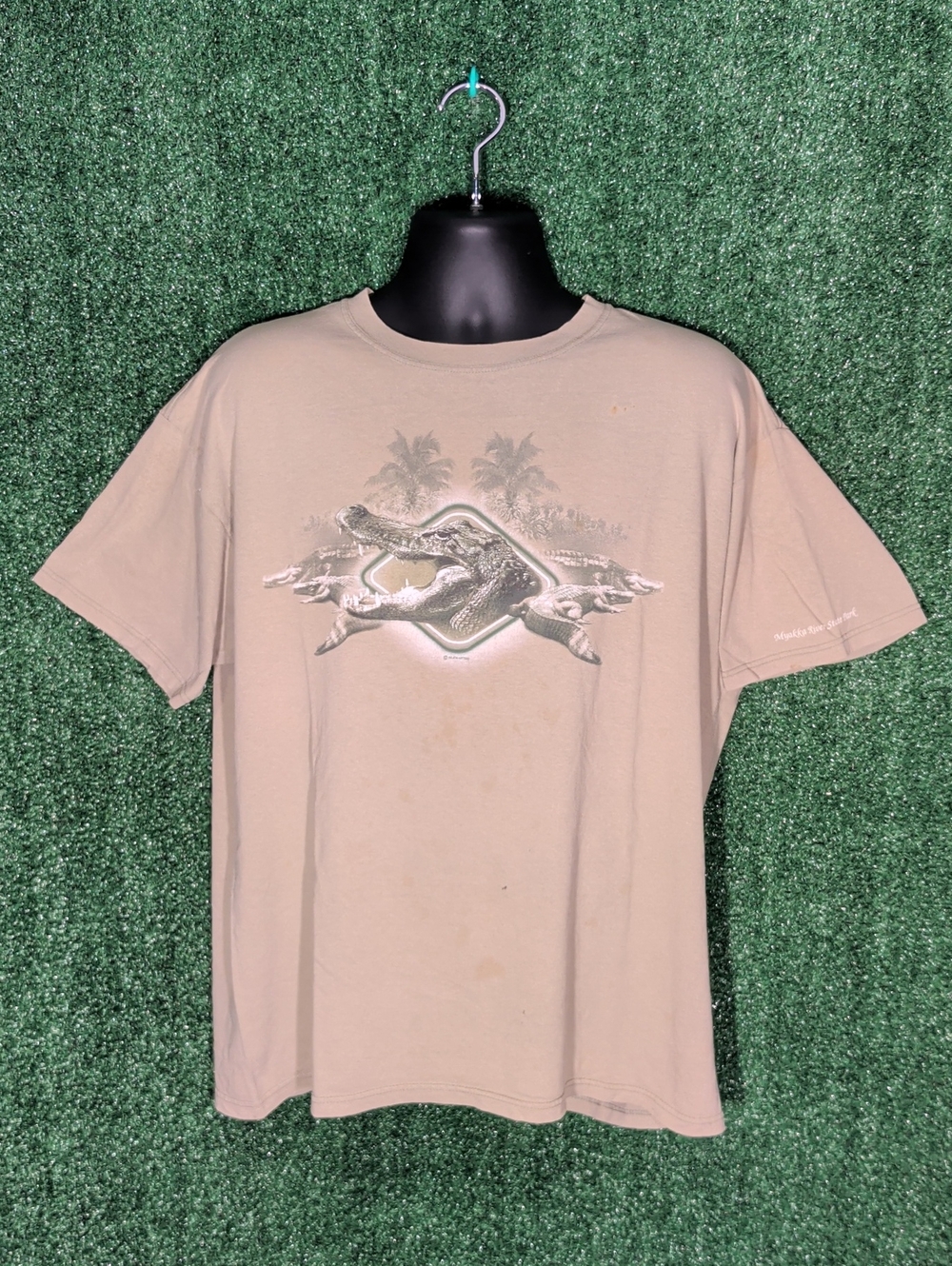 Vintagr Nature Destination Alligator Shirt Green Graphic Boca Raton FL Size XL